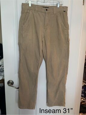EUC VANS Men's Tan Corduroy Drill Chore Carpenter Relaxed Fit Pants size 33